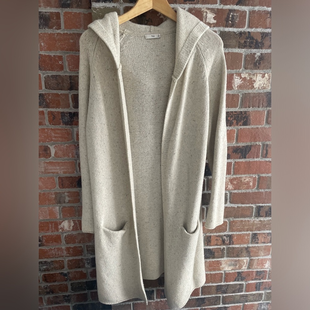 TNA Cream Wool Hooded Cardigan
